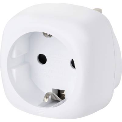 Un adaptateur électrique blanc à deux prises rondes, compatible avec les prises européennes, conçu pour un branchement facile des appareils.