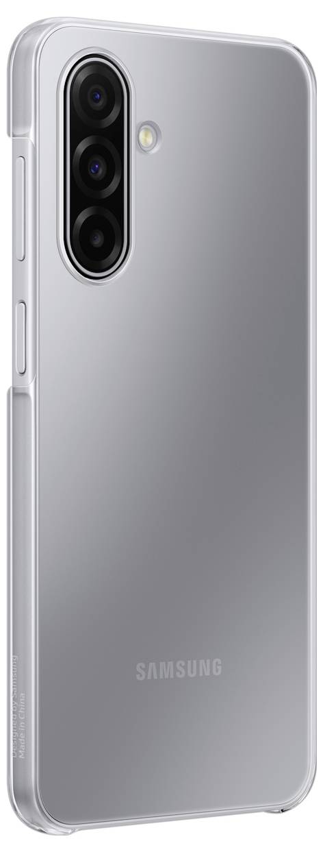 Smartphone argenté avec trois caméras arrière et un logo Samsung.