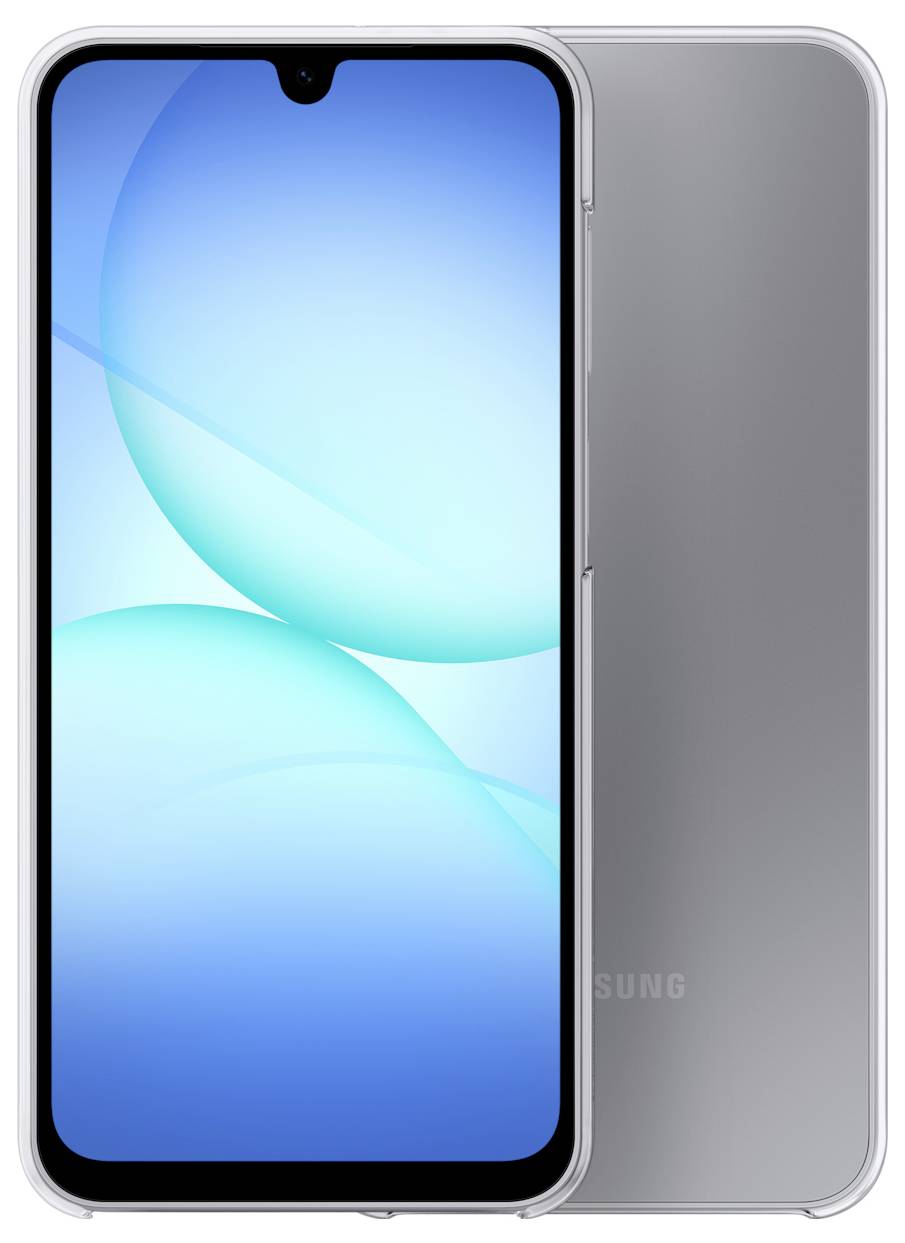 Un smartphone avec un grand écran affichant un arrière-plan abstrait bleu. Le téléphone a un bord fin et une encoche de caméra en haut.