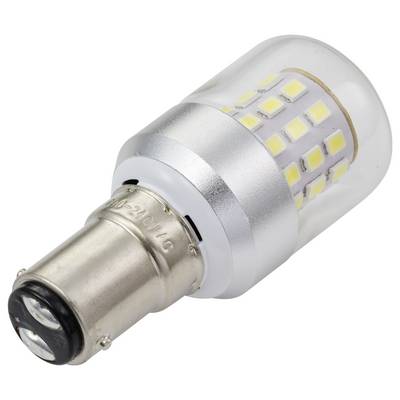 Ampoule LED avec une base métallique et un sommet transparent montrant plusieurs petites diodes électroluminescentes disposées en motif de grille.