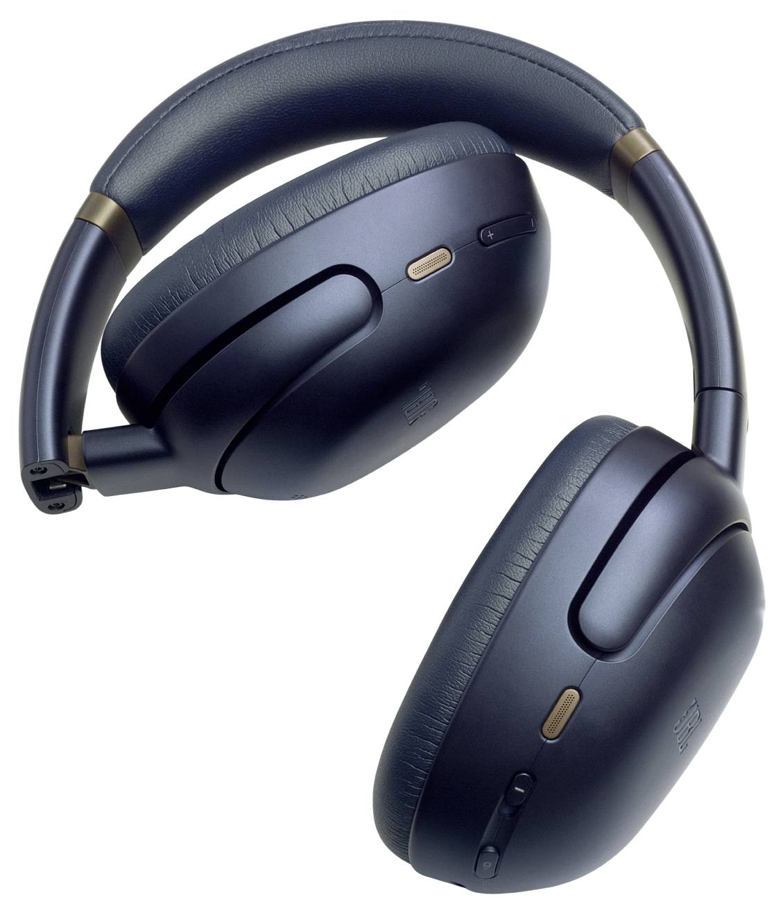 Casque audio noir à réduction de bruit avec coussinets d'oreilles rembourrés, présenté sur un fond blanc uni.