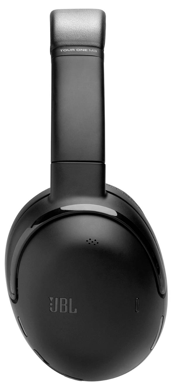 Casque JBL sans fil noir supra-auriculaire au design élégant, doté de coussinets pour un confort optimal. Le logo de la marque est visible sur l'un des écouteurs.