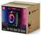 Emballage 'JBL Partybox Encore Essential 2' présentant un haut-parleur avec des lumières multicolores et une connectivité Bluetooth.