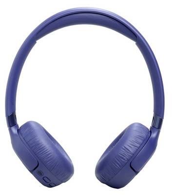 Casque supra-auriculaire sans fil bleu avec coussinets auriculaires rembourés et boutons de commande sur le côté gauche.