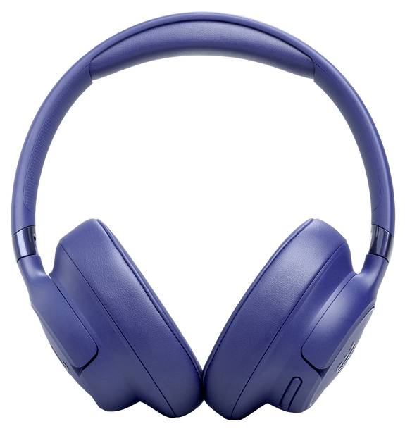 Casque audio sans fil bleu sur-auriculaire avec coussinets auriculaires rembourés et serre-tête ajustable, présenté sur un fond blanc.