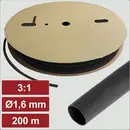 Electronic Garage EG25CA064 Gaine thermorétractable avec colle noir 1.6 mm 0.5 mm Taux de retreint:3:1 200 m