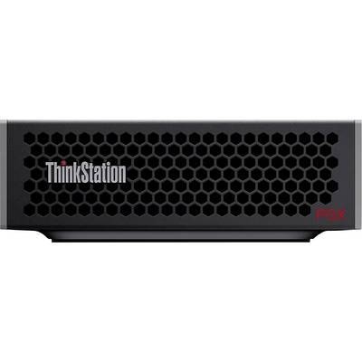 Panneau avant de la 'ThinkStation' avec un design hexagonal et l'étiquette 'PGX' en rouge.