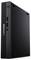 « Un mini PC tour Lenovo ThinkCentre noir avec un design vertical, présentant des ports USB et un bouton d'alimentation sur le panneau avant. »