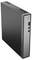 Un mini ordinateur de bureau compact Lenovo ThinkCentre, fin et rectangulaire, doté de ports frontaux et d'un bouton d'alimentation, conçu pour les espaces de travail restreints.