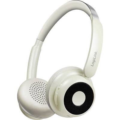 Casque audio supra-auriculaires blancs de marque 'LogiLink', présentant un design élégant avec des coussinets d'oreille rembourrés et un arceau ajustable pour un confort optimal.