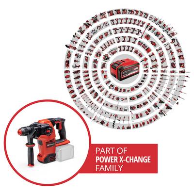 Outils « Power X-Change » disposés circulairement autour d'une batterie centrale, démontrant la polyvalence et la compatibilité au sein de la famille d'outils.