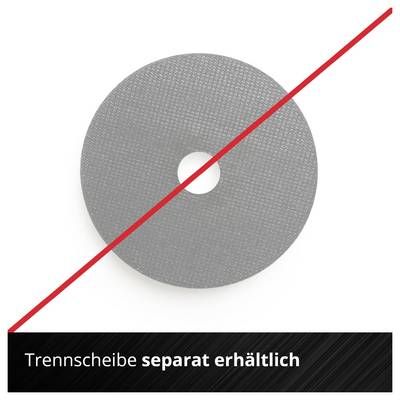 Un disque de coupe gris sur fond blanc, barré d'une ligne rouge ; Texte : 'Disque de coupe vendu séparément'.