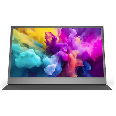 Un affichage vibrant avec une éclaboussure dynamique de fumée colorée dans des tons de rose, bleu, jaune et vert, mis en valeur contre un cadre gris.