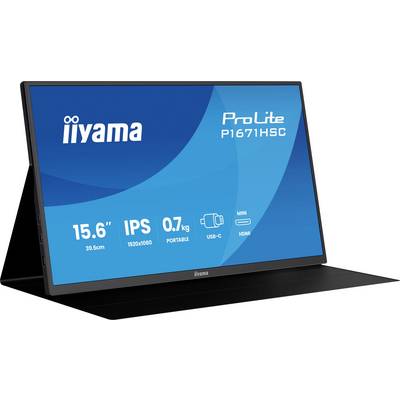 Moniteur portable avec un écran IPS de 15,6 pouces, résolution 1920x1080 et un poids de 0,7 kg. Doté de connectivités USB-C et HDMI.