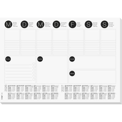 Sigel H6506 Sous-main planning hebdomadaire 2026, 2027 blanc, noir (l x H) 42 cm x 29.7 cm 30 feuille(s) 1 pc(s)-0