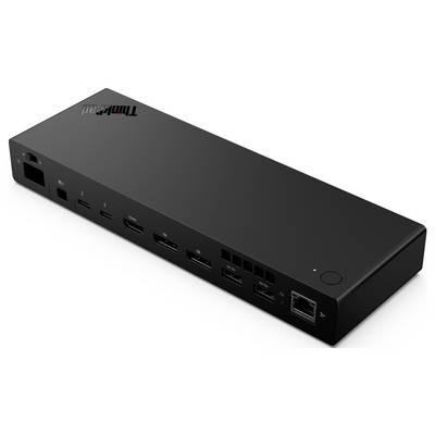 Un socle électronique noir doté de différents ports comprenant HDMI, USB et Ethernet, conçu pour les périphériques informatiques.