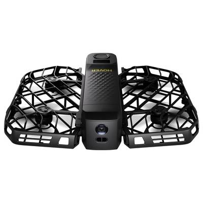 Un drone équipé d'un maillage de protection autour des rotors et d'une caméra à l'avant, conçu pour un vol en toute sécurité et la photographie aérienne.