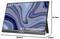 Moniteur portable avec un écran de 16,1 pouces en résolution 1080p, affichant un design abstrait bleu et orange. Dimensions : 36,64 cm x 22,78 cm x 0,94 cm.