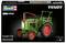 Kit de modélisme 'Revell Fendt F20 Dieselroß' présentant un tracteur miniature vert avec des roues rouges, comprenant 91 pièces, recommandé pour les 10 ans et plus.
