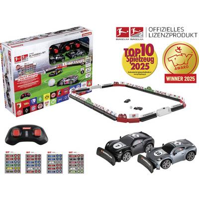 'Ensemble RC-Football Bundesliga' comprend des voitures télécommandées, une arène et des tableaux de score. Primé comme le meilleur jouet de 2025.