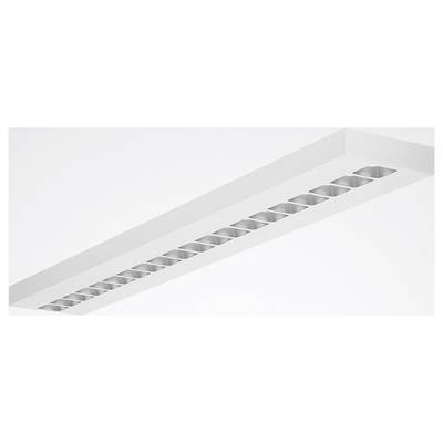 Un long luminaire de plafond blanc rectangulaire avec plusieurs compartiments de lumière encastrée, conçu pour les espaces intérieurs modernes.