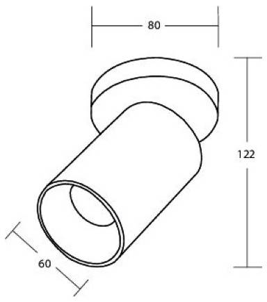 Dessin technique d'un raccord de tuyauterie cylindrique avec les dimensions annotées 80, 122 et 60.