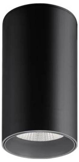 Projecteur de plafond cylindrique noir avec ouverture pour lumière LED encastrée