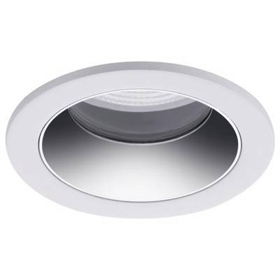 Luminaire de plafond encastré rond avec garniture argentée et réflecteur intérieur foncé