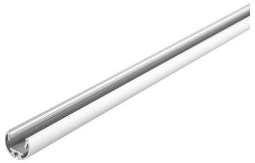 Une extrusion cylindrique longue en aluminium avec un profil de rainure, utilisée dans les applications mécaniques et structurelles.