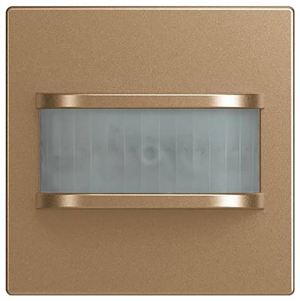 Vue de face d'un panneau de commutateurs muraux électriques avec deux boutons : un bouton gris à gauche et un bouton jaune à droite.