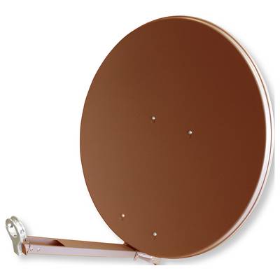 'Une parabole satellite marron avec un bras de montage court.'