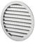 Une grille de ventilation métallique circulaire avec des lames horizontales, conçue pour la ventilation.