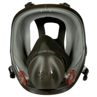 Un masque respiratoire intégral avec une visière transparente et des filtres doubles, marqué de la marque « 3M », conçu pour une respiration protectrice dans les environnements dangereux.
