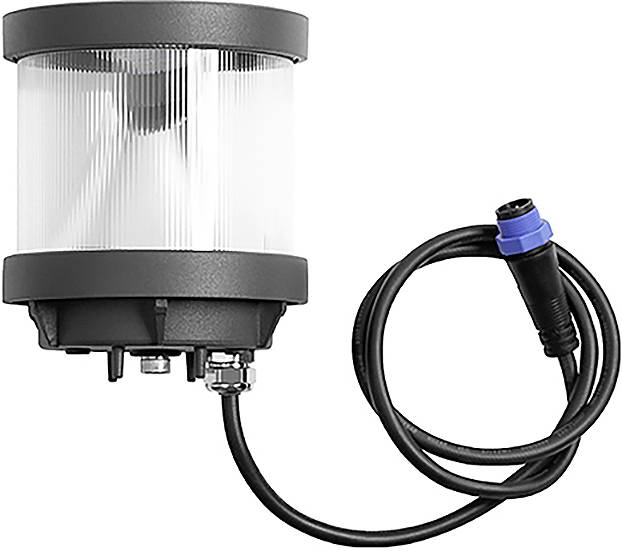 Panneau de commutation intelligent avec icônes tactiles pour « ON/OFF », « Dimmer les lumières », « Store » et « Lampe de plafond ». Étiqueté « Busch-Jaeger ».