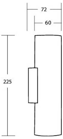 Dessin technique de deux formes rectangulaires verticales côte à côte avec des dimensions marquées 225, 72 et 60.