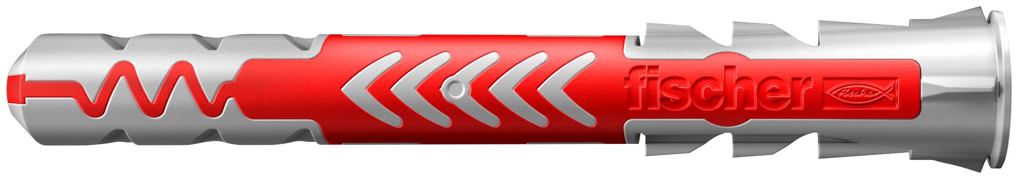 Chevilles murales Red Fischer avec ailettes d'expansion et insert ondulé rouge, utilisées pour fixer des vis dans la maçonnerie.