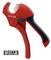 Coupe-tuyau Red Virax avec poignée et lame noires, présenté sur fond blanc avec l'étiquette « SOFT TOUCH ».