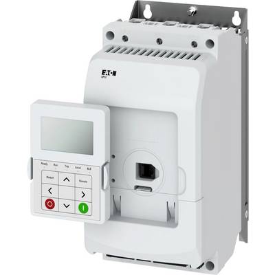 Démarreur de moteur électronique Eaton avec panneau de commande numérique, comprenant des boutons et un affichage pour la gestion de l'opération du moteur.