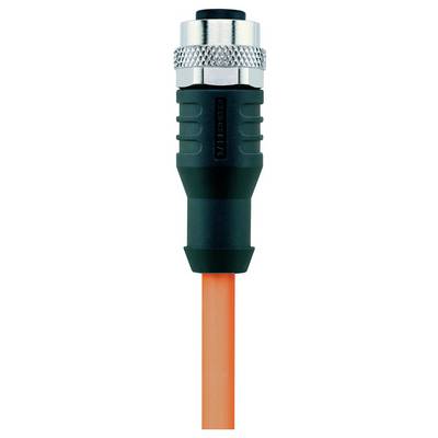 Une image en gros plan d'un connecteur électrique noir et argenté avec un câble orange, utilisé pour des applications électriques industrielles.