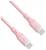 Câble USB-C rose avec un symbole de foudre bleu sur chacune des deux extrémités.