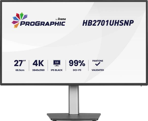 Moniteur LED Iiyama PROGRAPHIC  CEE G (A - G) 68.6 cm 27 pouces  3840 x 2160 pixels 16:9 4 ms USB-C®, DisplayPort, HDMI™ IPS LED