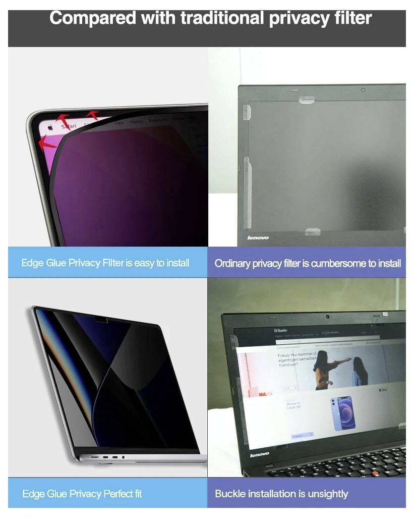 Renkforce RF-LABWP-1000 Film de confidentialité Notebook / MacBook, MacBook 35,6 cm (14") Format d'image: 16:9 RF-710796-9