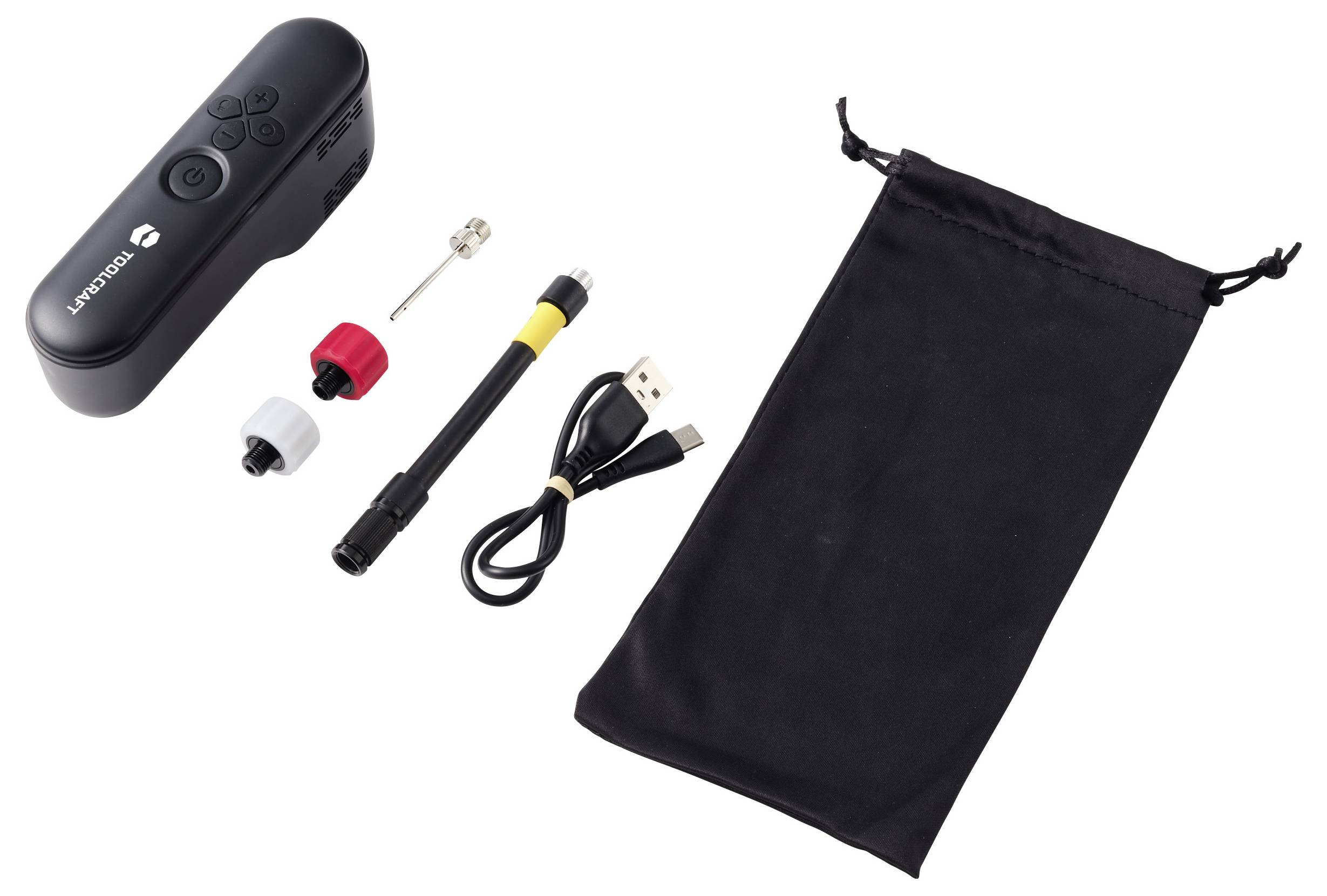 Ensemble de télécommande Bluetooth avec petite pompe, aiguille, adaptateur, câble de charge USB et pochette à cordon noire