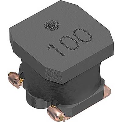 Un composant électronique noir en forme de cube, portant le numéro '100' imprimé sur le dessus, avec deux petits connecteurs en cuivre sur les côtés.