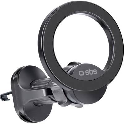 Un support de téléphone magnétique circulaire avec fixation par pince, marque « sbs » ; conçu pour les fentes de ventilation automobile afin de maintenir fermement les smartphones.