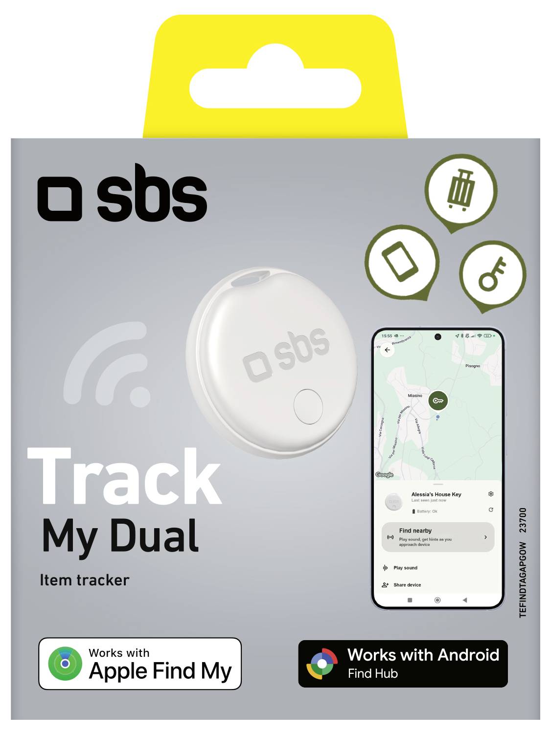 sbs mobile TEFINDTAGAPGOW Porte-clés AirTag blanc-1