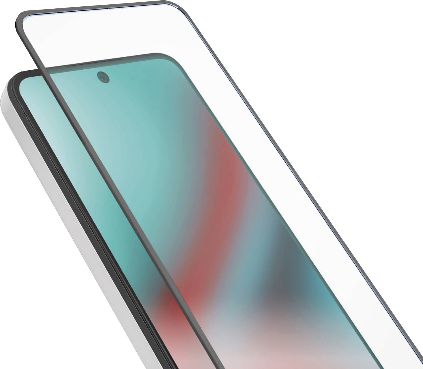 Écran de smartphone avec un protecteur d'écran en verre de protection, mettant en évidence son design fin et sa couverture complète.