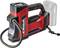 Compresseur d'air portable rouge et noir avec affichage numérique, flexible et emplacement pour batterie. Conçu pour gonfler les pneus. Nom de la marque visible.