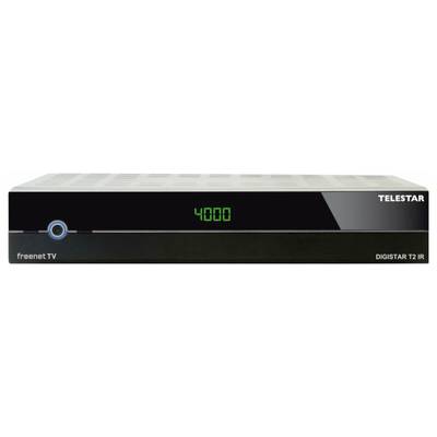 Un récepteur numérique rectangulaire noir avec un affichage LED indiquant '4000'. La marque 'Telestar' est située à droite, avec 'freenet TV' à gauche.
