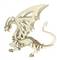 Un puzzle en bois représentant un dragon, avec des détails découpés au laser d'une grande finesse et des pièces s'emboîtant les unes dans les autres, mettant en valeur ses ailes, sa queue et sa posture féroce.
